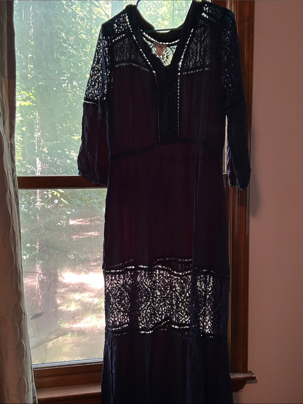 Style & Co. Dark Navy Lace-Panel Maxi Dress